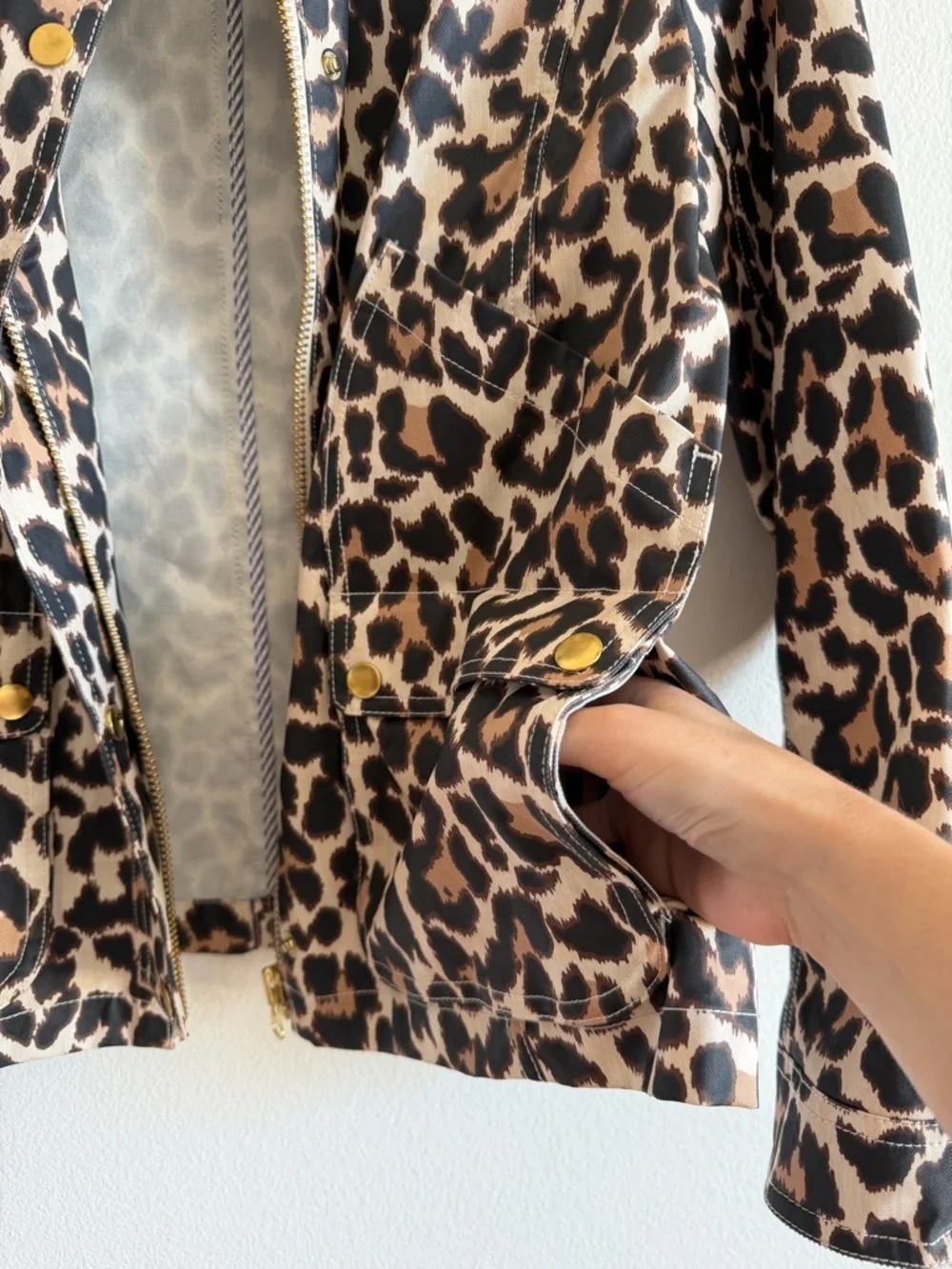J. Crew Wax Coated Barn Jacket in Leopard Print Brown Size XS